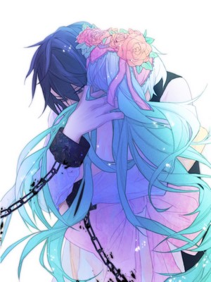 Anime couple with chains and flower crown