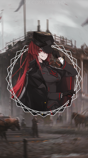 Anime girl in military uniform with red hair