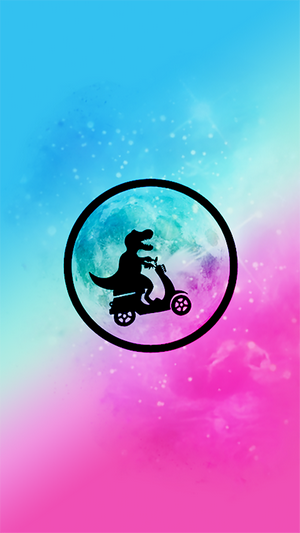 Tyrannosaurus Rex riding a moped on the moon
