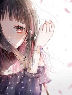 Anime girl with wristwatch