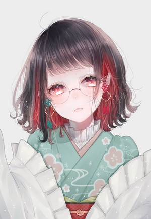 Anime girl with dark hair and glasses