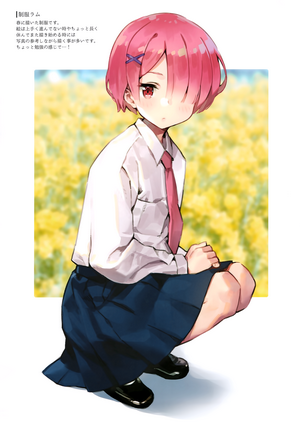 Ram from Re:Zero in a school uniform