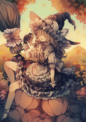 Marisa Kirisame from Touhou eating grapes