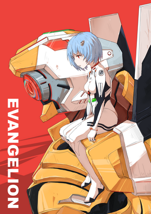 Rei Ayanami from Neon Genesis Evangelion with EVA Unit 00