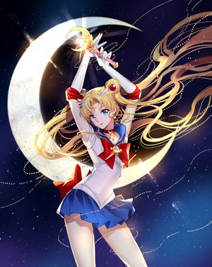Sailor Moon Poses with Crescent Moon