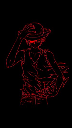 Monkey D. Luffy Red Outline Silhouette