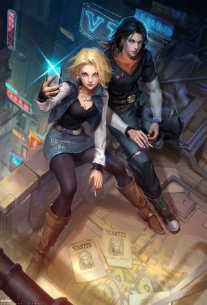 Android 17 and Android 18 Digital Artwork