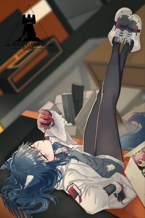 Anime girl with blue hair and neko ears