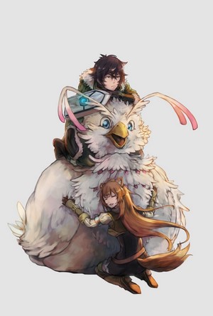 Raphtalia and Naofumi with Filo from The Rising of the Shield Hero