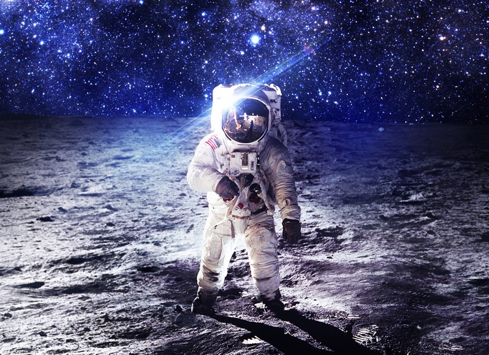 Astronaut on the Moon with Stars in the Background