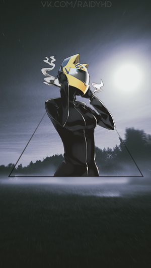 Anime girl in a cat-eared helmet
