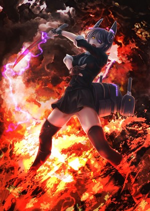 Tenryuu from Kantai Collection wielding a lightning sword