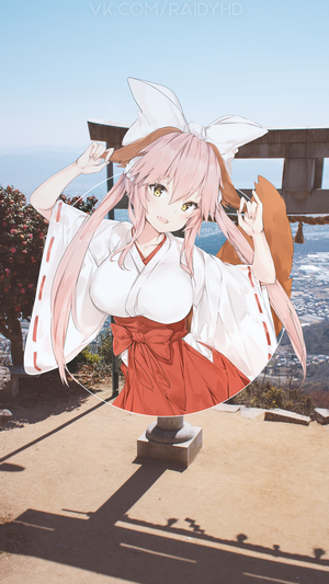Tamamo no Mae from Fate/Grand Order at a shrine
