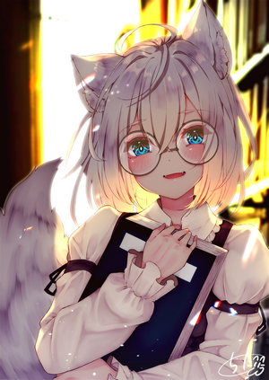 Chita Fox Girl with Glasses and Books
