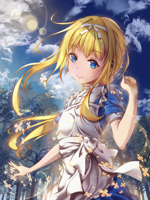 Alice Zuberg from Sword Art Online in a forest