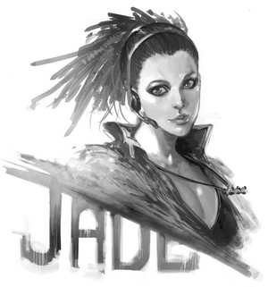 Jade from Dying Light monochrome portrait