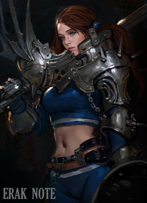 Fantasy girl in armor with sword