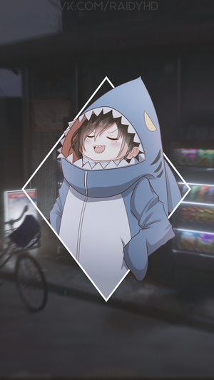 Anime girl in shark costume