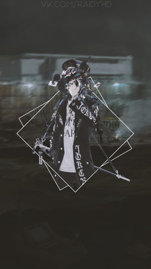 Anime boy with gas mask and swords