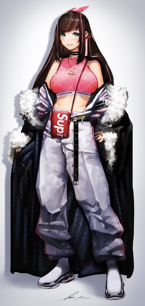 Kizuna Ai in fashionable streetwear
