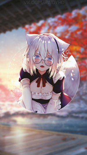 Anime girl with cat ears in a maid outfit