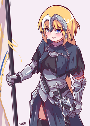 Jeanne d'Arc from Fate Series holding a flag