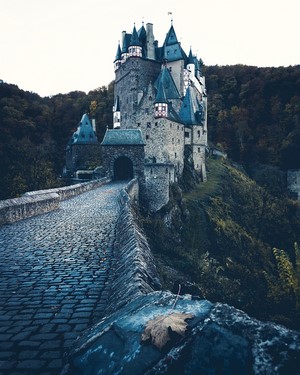 Eltz Castle in Germany with Autumn Leaves