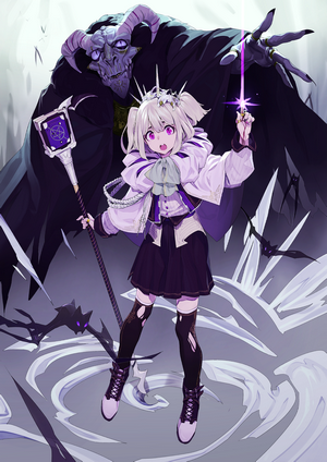 Anime girl with horns and a demon behind her