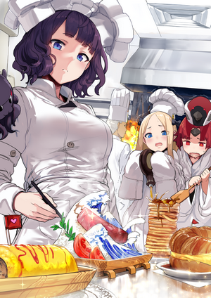Abigail Williams and Katsushika Hokusai from Fate/Grand Order cooking