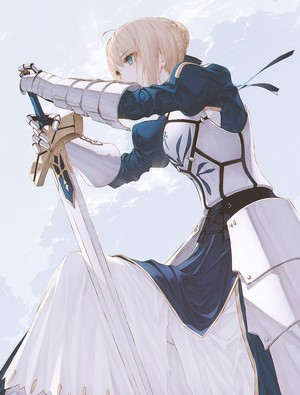 Saber from Fate/Stay Night holding Excalibur