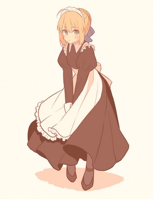 Saber Arturia Pendragon from Fate/Stay Night in a maid outfit