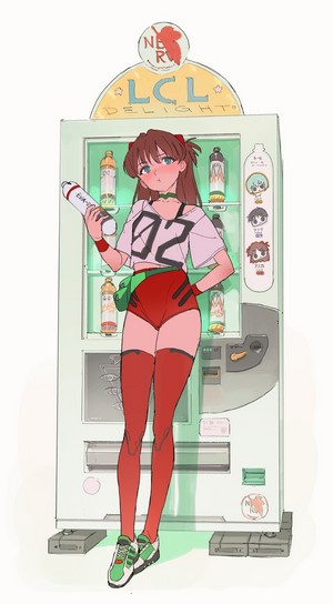 Asuka Langley Soryu from Neon Genesis Evangelion with LCL vending machine
