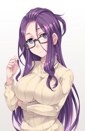 Sakura Kagamihara from Yuru Camp wearing glasses and a sweater