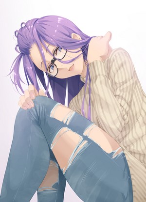 Sakura Kagamihara from Yuru Camp wearing glasses and torn jeans