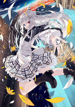 Anime girl with heterochromia and white hair