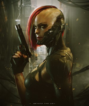 Cyborg woman with gun by Soufiane Idrassi