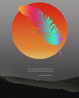 Feather with gradient and quote by Jeremy Paxman