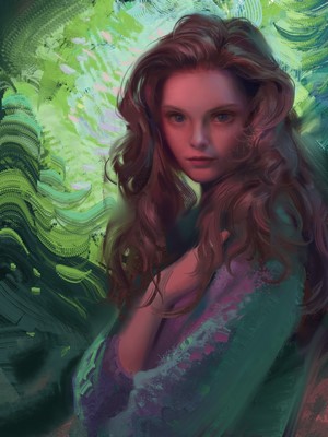 Artwork of a woman with long hair