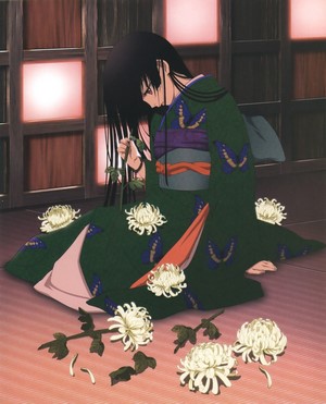 Enma Ai from Jigoku Shoujo with Chrysanthemums