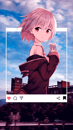 Anime girl with pink hair and red eyes from SSSS.GRIDMAN