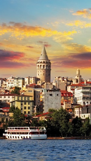 Galata Tower and cityscape in Istanbul, Turkey
