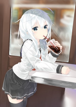 Hibiki from Kantai Collection drinking a beverage