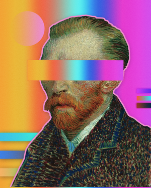 Self-portrait of Vincent van Gogh with futuristic gradient