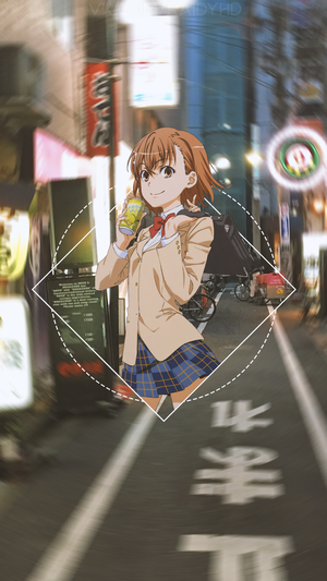 Misaka Mikoto from To Aru Kagaku no Railgun drinking a beverage
