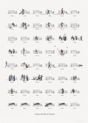 A Day in the Life of a Bench: Timelapse Illustration