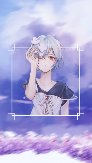 Anime girl with white flowers in hair