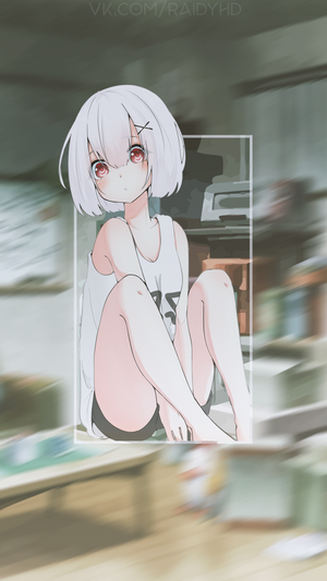 Anime girl with white hair and red eyes