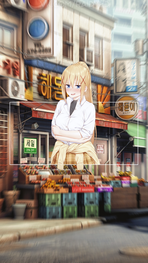 Darkness from KonoSuba in a school uniform