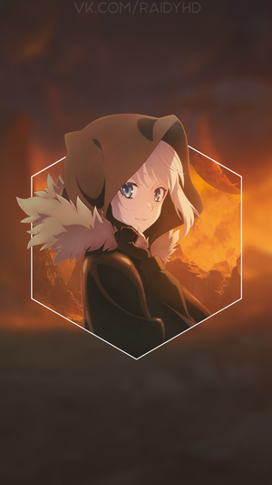 Anime girl with hood and fur trim