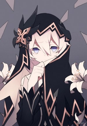 Anime girl with purple eyes and flowers from Honkai Impact 3rd